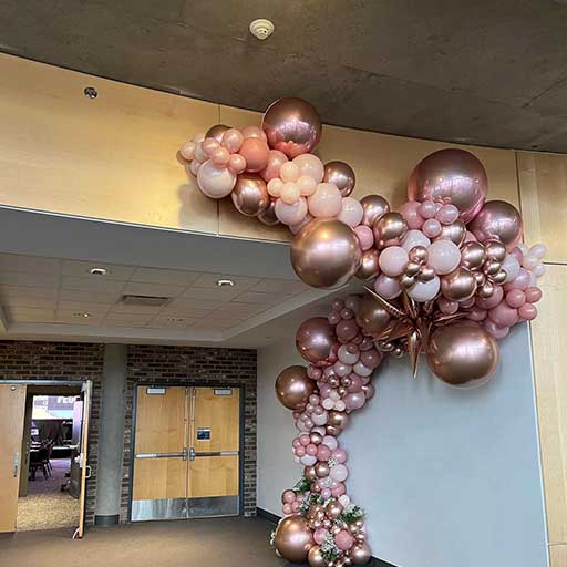 Paper Unicorn large pink balloon tree in hotel