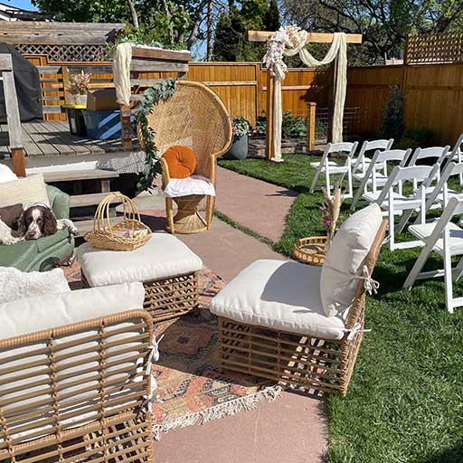 Paper Unicorn outdoor wedding white chairs